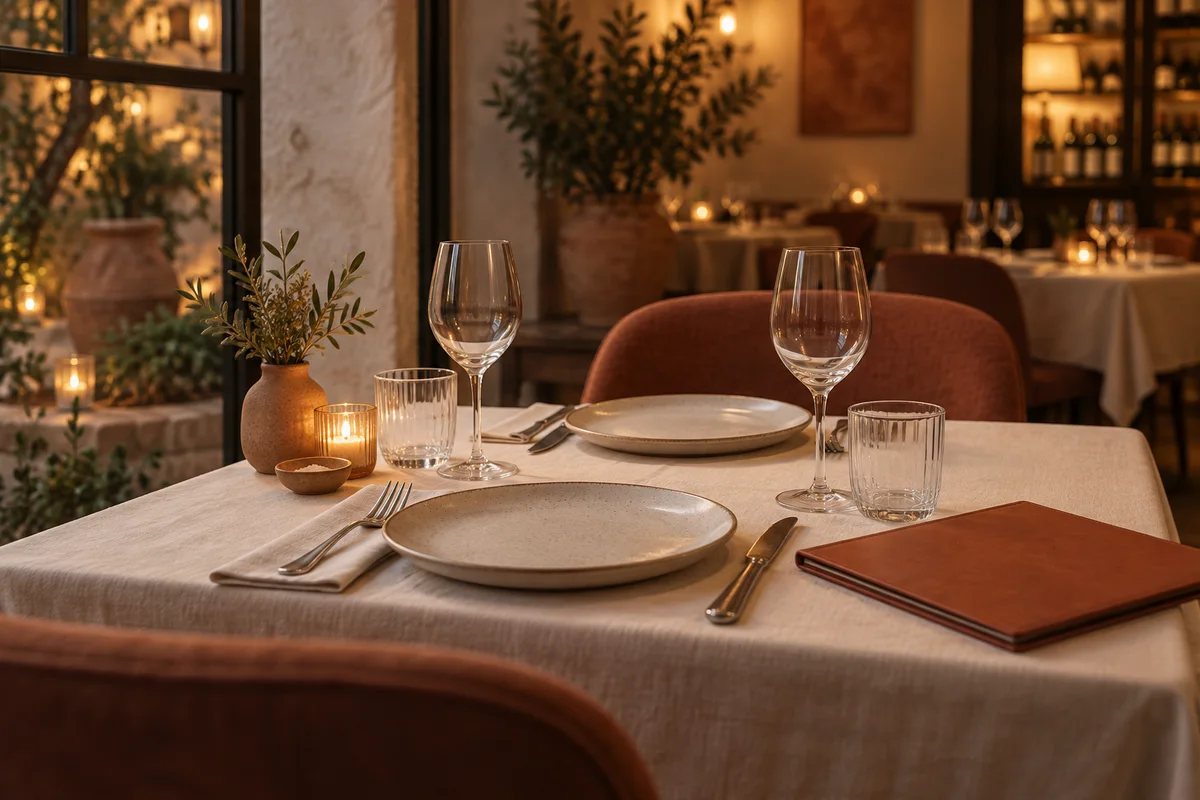 A welcoming restaurant table with a menu ready to read.