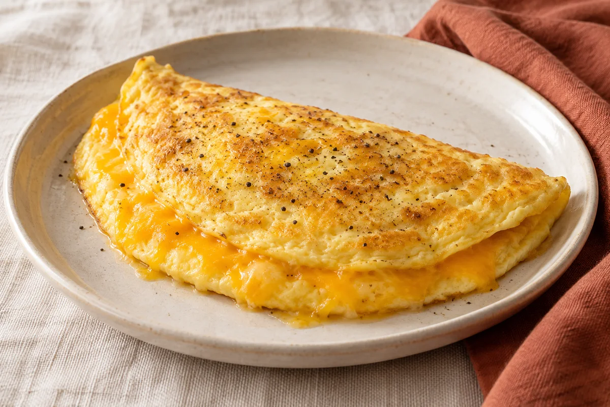 Finished cheese omelette in the GlutaFree kitchen style.