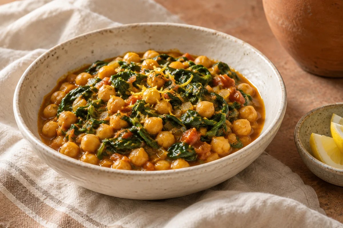 Finished chickpea & spinach curry in the GlutaFree kitchen style.