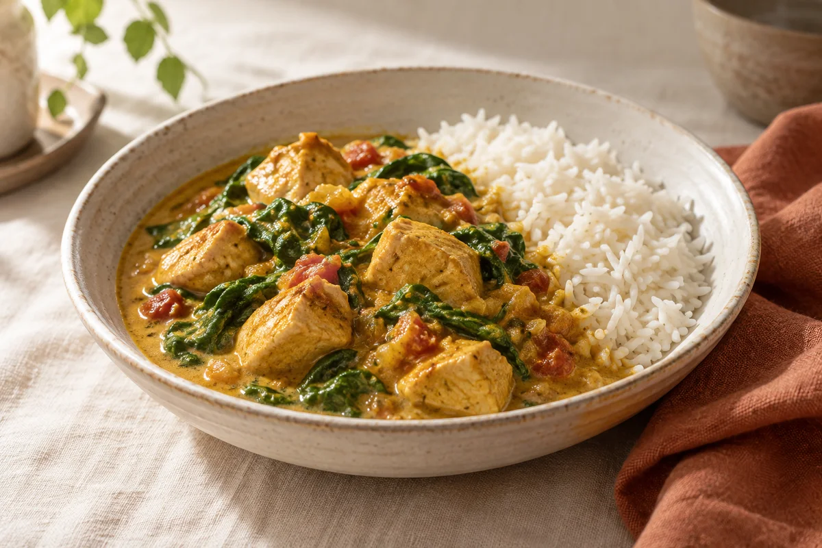 Finished mild chicken curry in the GlutaFree kitchen style.