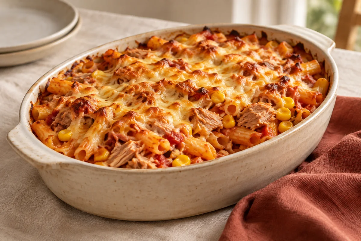 Finished tuna pasta bake in the GlutaFree kitchen style.