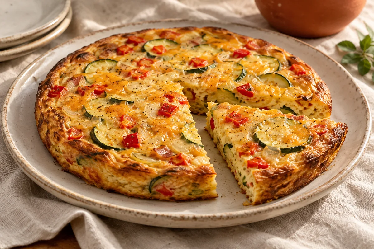 Finished vegetable frittata in the GlutaFree kitchen style.
